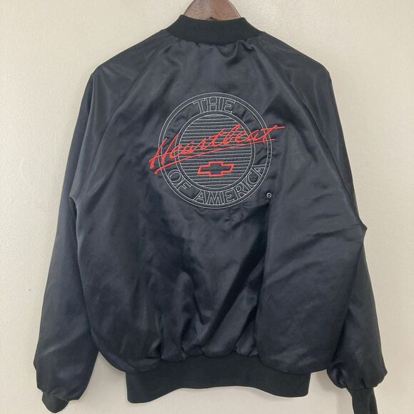 Vintage West Ark The Heartbeat of America Chevrolet Satin Bomber Jacket XL USA - Picture 2 of 15